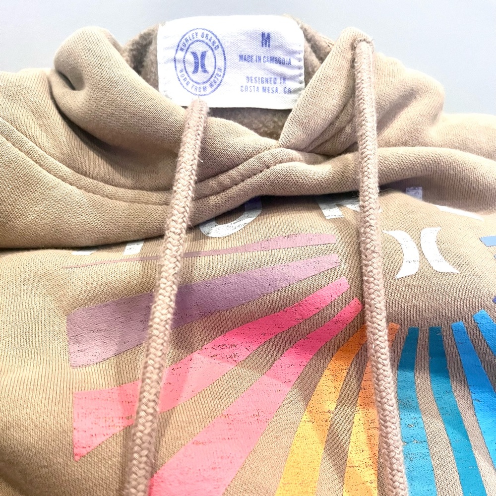 Hurley Mens Pullover Hoodie Size Medium Khaki Starburst‎ Graphic Est MCMXCIX - Picture 3 of 5